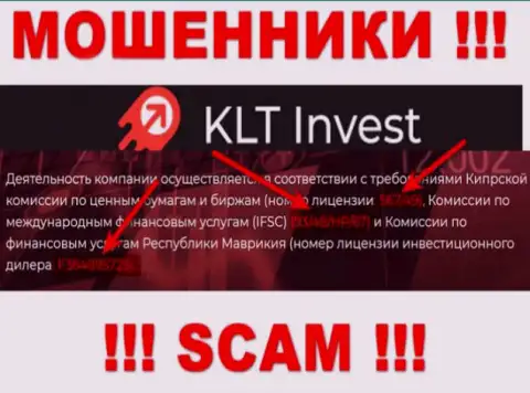 Хотя KLT Invest и указывают на web-сайте номер лицензии, помните - они все равно МОШЕННИКИ !