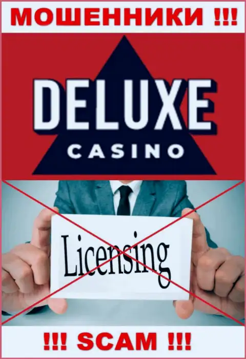 Отсутствие лицензионного документа у компании Deluxe Casino, только подтверждает, что это мошенники