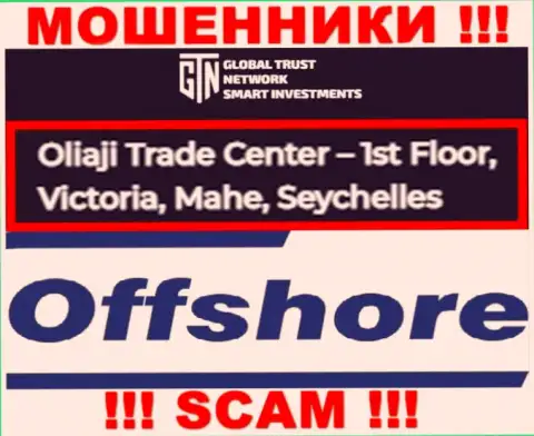 Офшорное местоположение ГТН-Старт Ком по адресу Oliaji Trade Center - 1st Floor, Victoria, Mahe, Seychelles позволяет им свободно обманывать