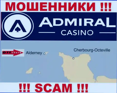 Поскольку Адмирал Казино находятся на территории Alderney, прикарманенные финансовые средства от них не вернуть