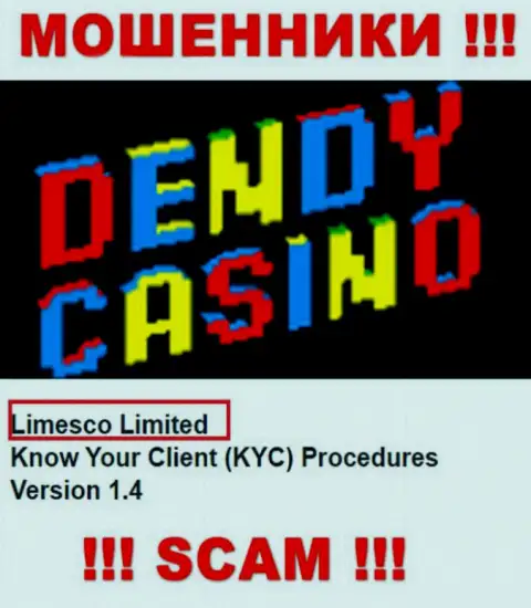 Информация про юридическое лицо разводил DendyCasino Com - Limesco Ltd, не сохранит вас от их грязных лап