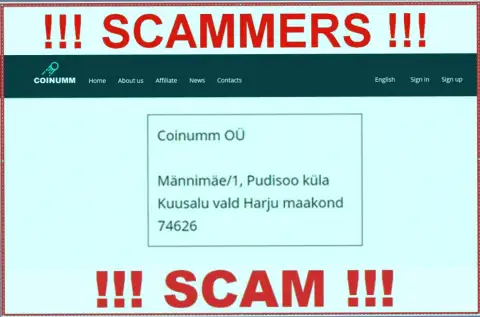 Coinumm Com thieves company address