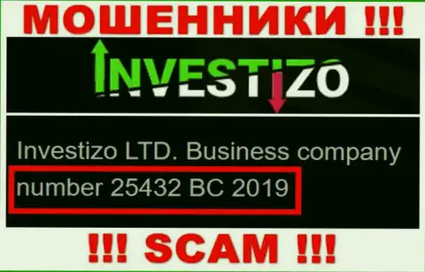 Investizo LTD internet кидал Investizo было зарегистрировано под вот этим рег. номером: 25432 BC 2019