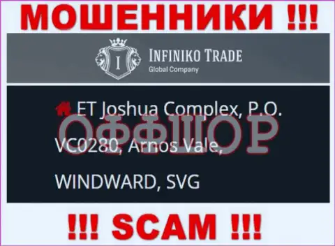 Infiniko Trade - это МОШЕННИКИ, спрятались в офшоре по адресу: ET Joshua Complex, P.O. VC0280, Arnos Vale, WINDWARD, SVG
