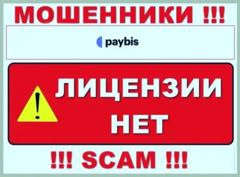Сведений о лицензии PayBis Com у них на официальном сайте не представлено - это ОБМАН !!!