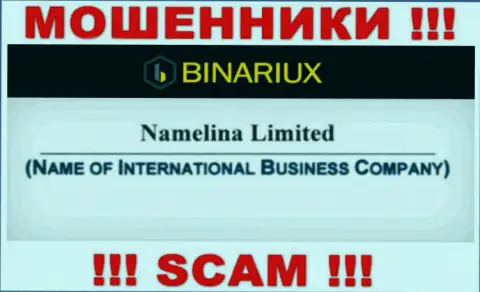 Binariux - мошенники, а управляет ими Namelina Limited