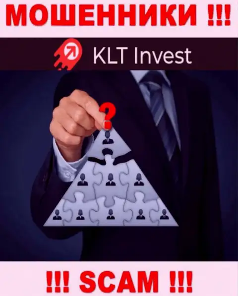 Нет возможности разузнать, кто конкретно является руководством компании KLT Invest - это однозначно мошенники