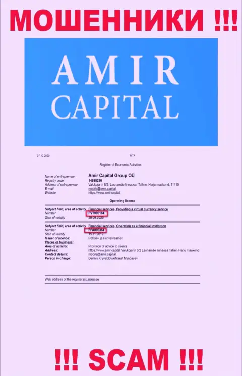Амир Капитал публикуют на сайте номер лицензии, несмотря на это искусно грабят лохов