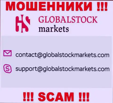 Установить контакт с ворами GlobalStockMarkets возможно по данному е-мейл (информация взята была с их сайта)