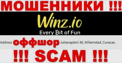 Противозаконно действующая организация Винз Казино находится в офшорной зоне по адресу Julianaplein 36, Willemstad, Curaçao, будьте очень осторожны
