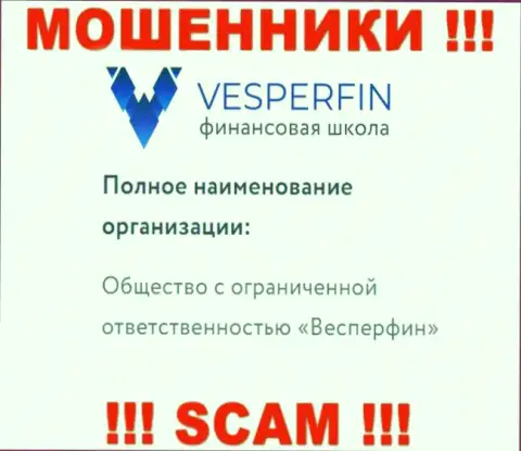 Инфа про юридическое лицо internet-лохотронщиков ВесперФин - ООО Весперфин, не сохранит вас от их загребущих лап