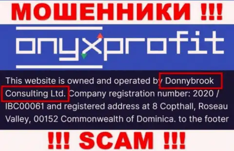 Юридическое лицо компании ОниксПрофит - это Donnybrook Consulting Ltd, информация взята с официального интернет-портала