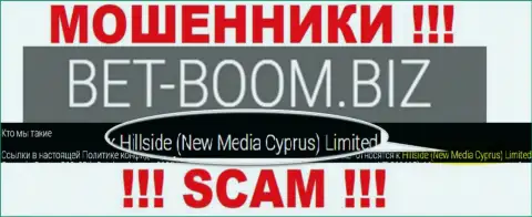 Юридическим лицом, управляющим интернет мошенниками Bet Boom Biz, является Hillside (New Media Cyprus) Limited