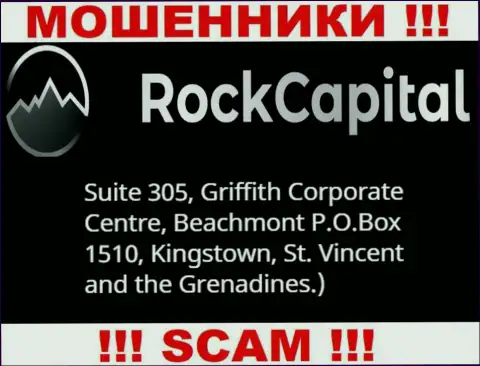 За лишение денег доверчивых клиентов internet мошенникам Rock Capital ничего не будет, т.к. они сидят в офшорной зоне: Suite 305 Griffith Corporate Centre, Kingstown, P.O. Box 1510 Beachmout Kingstown, St. Vincent and the Grenadines
