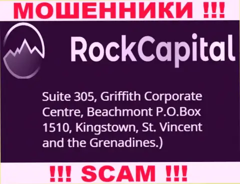 За лишение денег доверчивых клиентов internet мошенникам Rock Capital ничего не будет, т.к. они сидят в офшорной зоне: Suite 305 Griffith Corporate Centre, Kingstown, P.O. Box 1510 Beachmout Kingstown, St. Vincent and the Grenadines