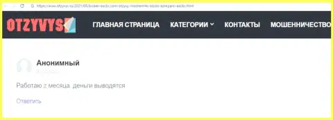 Сайт otzyvys ru представил информационный материал о Форекс брокерской конторе ЕИксКБК Ком
