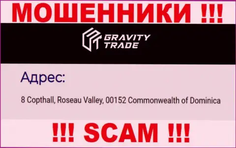 IBC 00018 8 Copthall, Roseau Valley, 00152 Commonwealth of Dominica - это офшорный официальный адрес GravityTrade, расположенный на интернет-ресурсе указанных мошенников