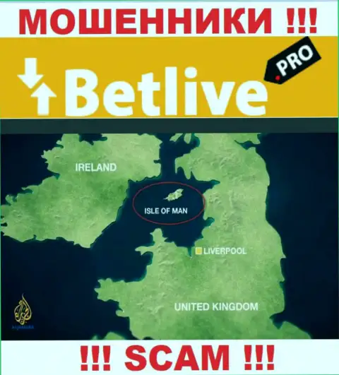 BetLive Pro базируются в офшорной зоне, на территории - Isle of Man