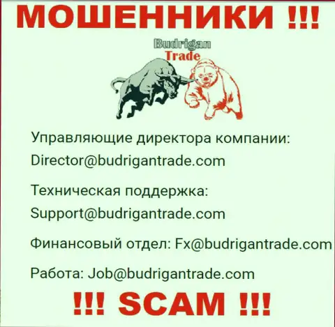 Не отправляйте сообщение на адрес электронного ящика Budrigan Ltd - это internet мошенники, которые воруют депозиты наивных людей