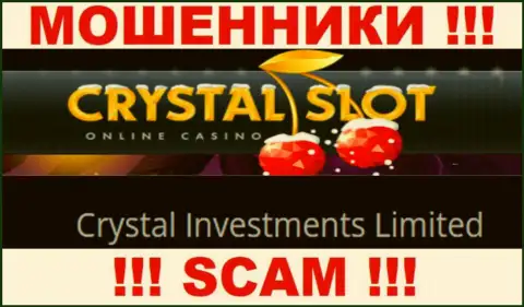 Контора, управляющая мошенниками Crystal Slot - это Crystal Investments Limited