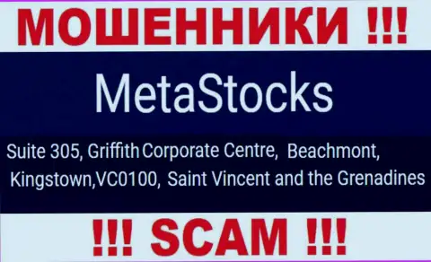 На официальном ресурсе Meta Stocks опубликован адрес этой компании - Suite 305, Griffith Corporate Centre, Beachmont, Kingstown, VC0100, Saint Vincent and the Grenadines (оффшор)