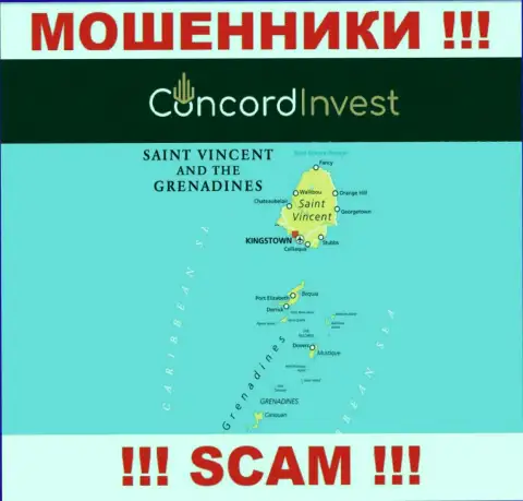 St. Vincent and the Grenadines - вот здесь, в оффшорной зоне, отсиживаются махинаторы ConcordInvest