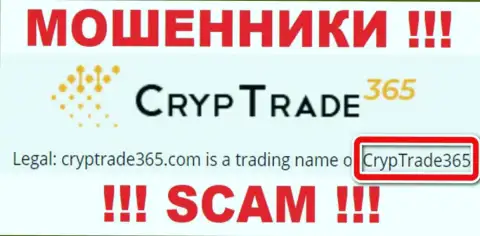 Юридическое лицо КрипТрейд365 Ком - это CrypTrade365, именно такую инфу расположили обманщики на своем интернет-портале