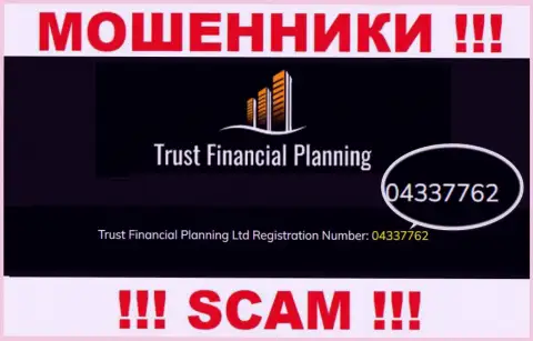 Номер регистрации противозаконно действующей организации Trust-Financial-Planning: 04337762