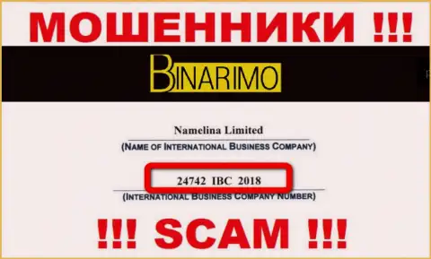 Осторожно ! Binarimo обманывают !!! Регистрационный номер указанной конторы: 24742 IBC 2018