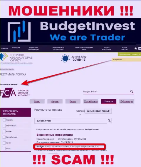 Инфу о регуляторе конторы Budget Invest не разыскать ни на их веб-портале, ни в интернете