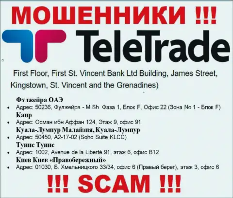 За слив доверчивых людей мошенникам TeleTrade Ru точно ничего не будет, поскольку они спрятались в офшоре: 01030, B. Khmelnitskogo 33/34, office 6 (Right bank), floor 3, office 6