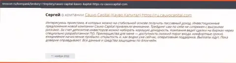 Отзыв биржевого игрока о дилинговом центре Cauvo Capital на web-ресурсе revocon ru