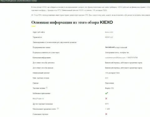 Основная информация об организации KIEXO на веб-сервисе ТрейдингБестс Ком