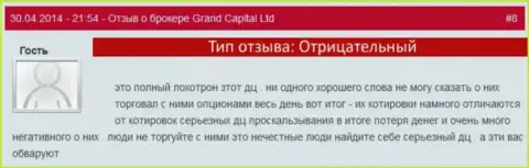 Жульнические действия в Ru GrandCapital Net с рыночными котировками валют