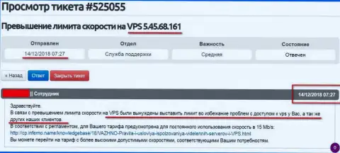 Хостинг-провайдер написал, что ВПС web-сервера, где хостился интернет-сайт ffin.xyz получил ограничение по скорости