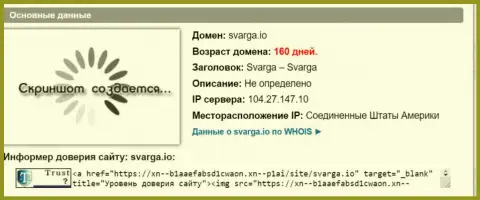 Возраст домена forex брокерской организации Сварга, согласно информации, полученной на интернет-портале doverievseti rf